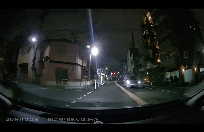 JAPAN AVE. 4KドライブレコーダーGT65の夜間映像