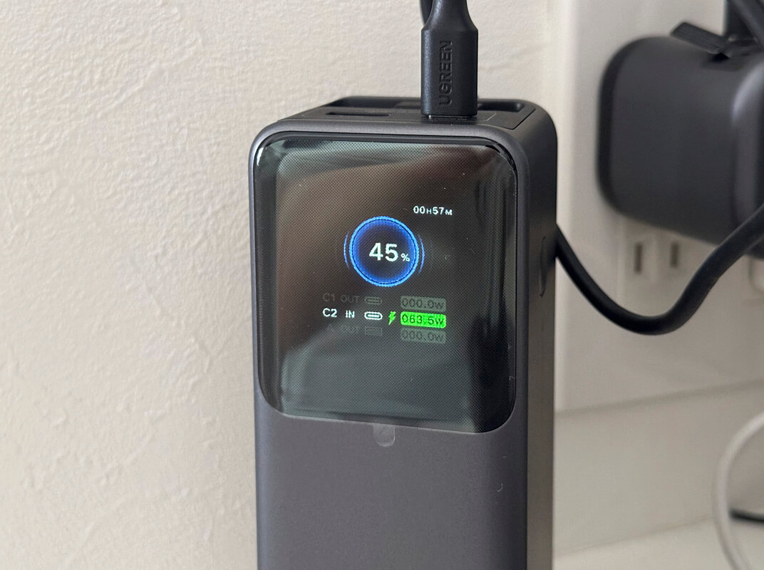 UGREEN Nexode 巻き取り式シリーズ ◯：USB-Cケーブル内蔵 モバイルバッテリー 20000mAh 165Wを使ってみた感想